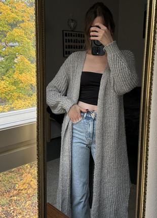 Длинный вязаный кардиган в стиле zara