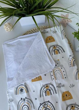 Пелюшка багаторазова непромокаюча веселки та тварини гірчичні 80х100 см columpio