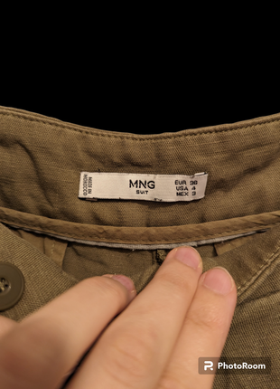 Штани кольору хакі з додаванням льону, льняні штани, льняні брюки від mango4 фото