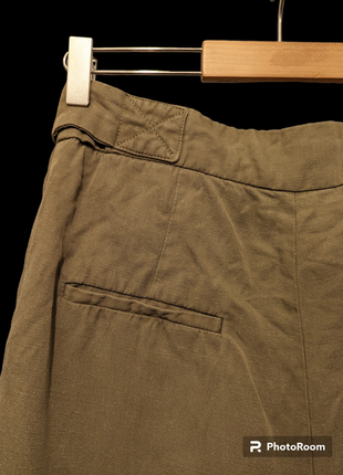 Штани кольору хакі з додаванням льону, льняні штани, льняні брюки від mango6 фото