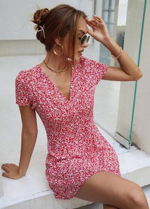 Короткое платье цветочный принт3 фото