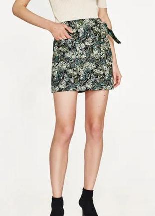 Брендовая жаккардовая красивая юбка zara этикетка4 фото
