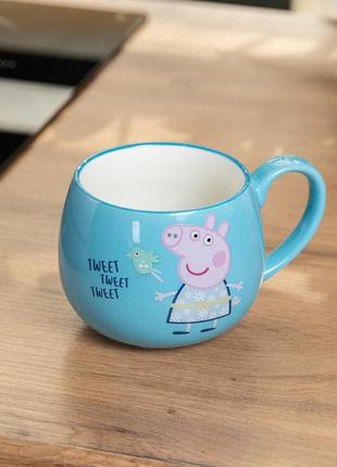 Кружка peppa pig керамическая 400 мл синяя4 фото