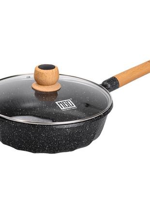 Алюминиевый сотейник 4,3 л мраморный с антипригарным покрытием ø 28 см черный mgc hp-4-437b