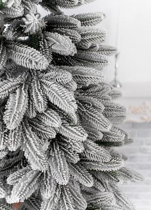 Ялинка лита засніжена преміум на стовбурі 2,20м 220см новрічна святкова штучна ялинка