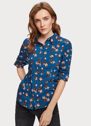 Шикарна сорочка синього кольору у квітковий принт scotch&soda maison scotch