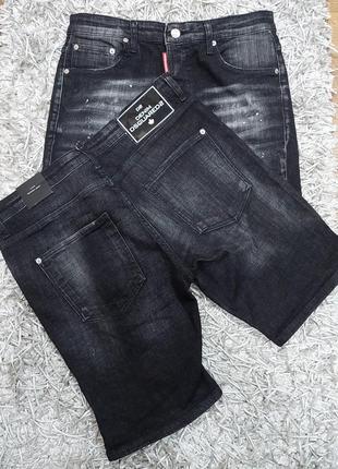 Шорты джинсовые чорние мужские с ляпками краски "dsquared2" denim 46 оригинальні.9 фото