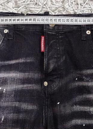 Шорты джинсовые чорние мужские с ляпками краски "dsquared2" denim 46 оригинальні.8 фото