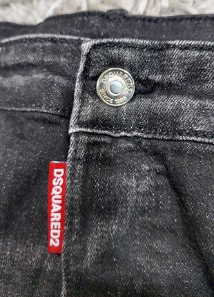 Шорты джинсовые чорние мужские с ляпками краски "dsquared2" denim 46 оригинальні.4 фото