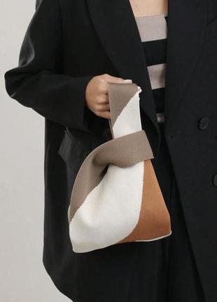 Тренд стильна жіноча в'язана текстильна сумка шопер графічний принт абстракція3 фото