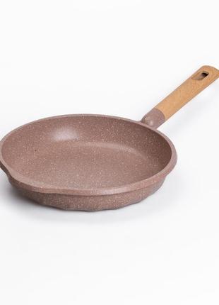 Алюминиевая сковорода 2.8 литра с мраморным антипригарным покрытием ø 28 см с толстым дном mgc коричневая