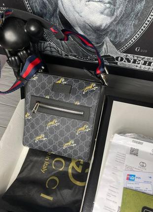 Сумка-месенджер gucci gg supreme tiger gray s025