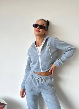 Спортивный костюм на флисе худи на молнии + джоггеры в самых трендовых цветах3 фото