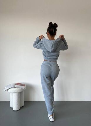 Спортивный костюм на флисе худи на молнии + джоггеры в самых трендовых цветах5 фото