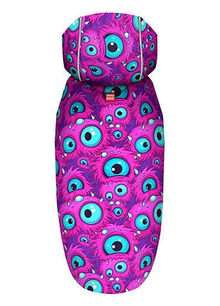 Дощовик-накидка з капюшоном для собак waudog clothes, малюнок "око монстра", m, а 40-43 см, b 52-62 см, с