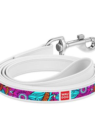 Повідець waudog design з малюнком  "літо" (ширина 18 мм, довжина 122 см) білий