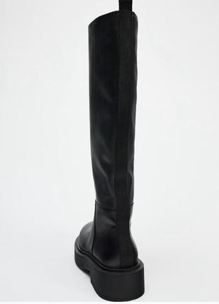 Высокие сапоги zara кожаные сапоги zara