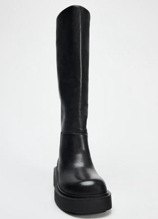 Высокие сапоги zara кожаные сапоги zara