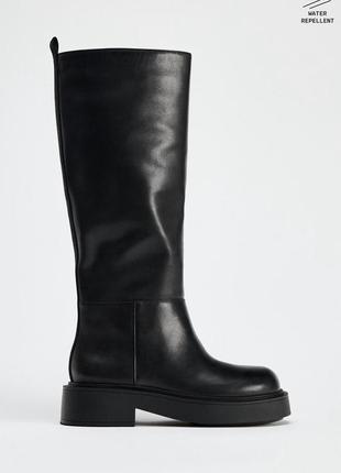 Высокие сапоги zara кожаные сапоги zara
