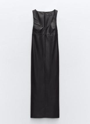 Платье черное єффектное с эко кожи zara зара8 фото