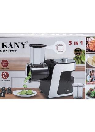 Овочерізка-мультирізка електрична sokany з 5 насадками для шаткування сталь,...
