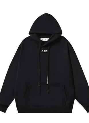 Худі off-white чорного кольору оверсайз худи off-white черного цвета оверсайз