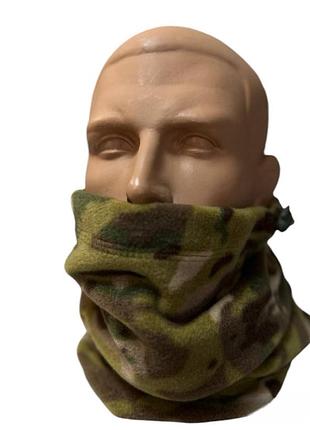 Баф зимовий військовий мультикам,тактичний шарф-труба із флісу, теплий бафф з фіксатором регулювання