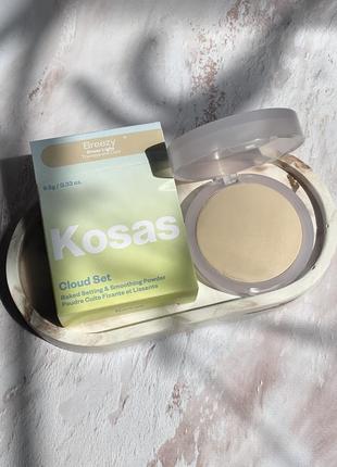 Пресована пудра з ефектом блюра без талька  kosas cloud set baked setting &amp; smoothing talc-free vegan powder2 фото