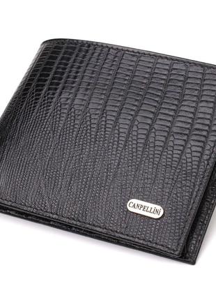 Практичне чоловіче портмоне з натуральної фактурної шкіри canpellini 21868 чорний