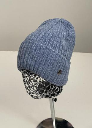 Тепла шапка лопатка велюр утеплена на флісі зимова молодіжна жіноча якість👍