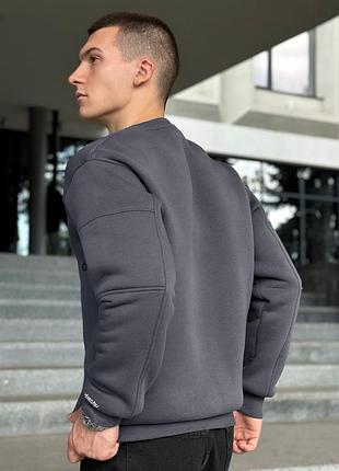 Мужской свитшот трехнитка с начесом s-3xl победов черный серый