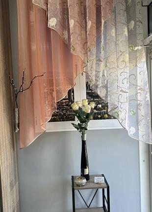 Занавеска на кухню два угла полоски