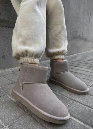 Женские угги ugg classic mini beige мини бежевого цвета