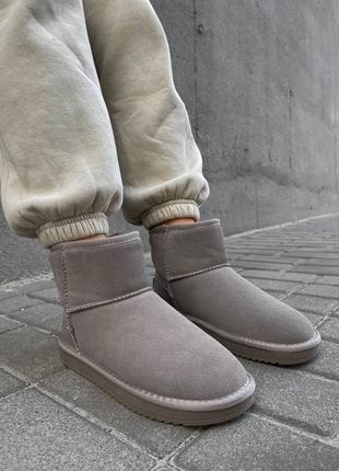 Женские угги ugg classic mini beige мини бежевого цвета