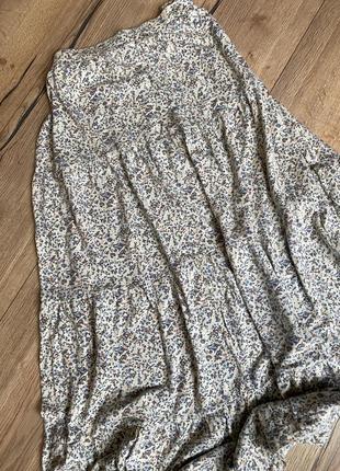 Трендовая длинная юбка h&m на резинке в талии с цветочным принтом с высокой посадкой