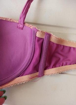 Красивый сатиновый бюстгальтер балконетт с маленьким пуш-ап  80с5 фото