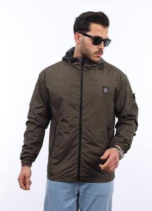 Хаки куртка ветровка мужская в стиле stone island