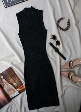 Качественное красивое миди длинное платье гольф в рубчик