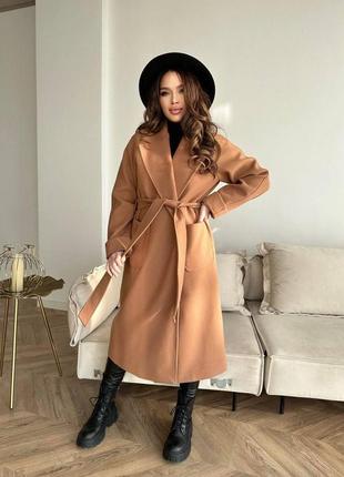 Стильное базовое кашемировое женское пальто в разных цветах (s-xl)