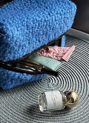 Мягкая синяя плюшевая косметичка, тедди косметичка