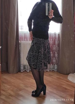 Супер красивая юбка zara basic синяя кружево