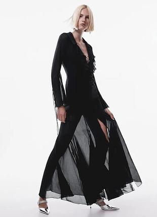 Вечірня чорна довга максі сукня