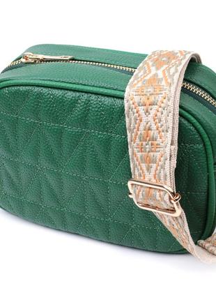 Стьобана жіноча сумка з натуральної шкіри vintage 22613 зелена