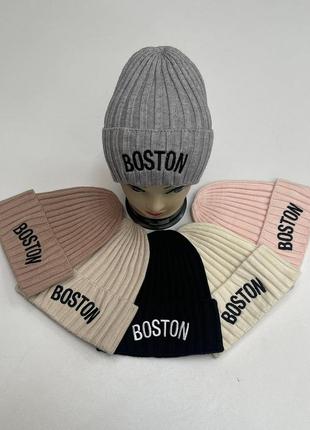 Шапка молодіжна підліток boston одинарна з відворотом демі демісезон