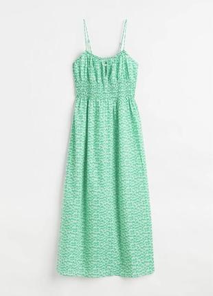 Натуральное зеленое платье миди h&amp;m 💚💚2 фото