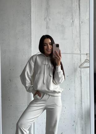 Хорошее качество! спортивный костюм трехнить женский белый xs s m l брюки с худи трендовые4 фото