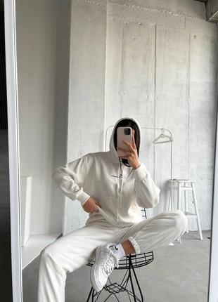 Хорошее качество! спортивный костюм трехнить женский белый xs s m l брюки с худи трендовые5 фото