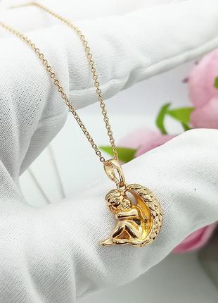 Подвеска кулон и цепь медсплав, ангел ангел луны, цепочка 45см