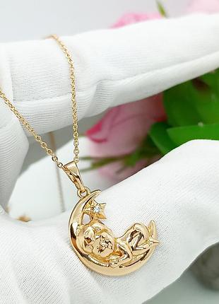 Подвеска кулон и цепь медсплав, ангел ангел луны, цепочка 45см