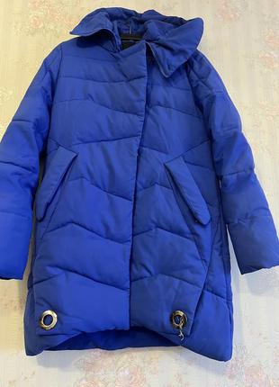 Женское зимнее пальто в синем цвете. зимнее пальто, куртка5 фото